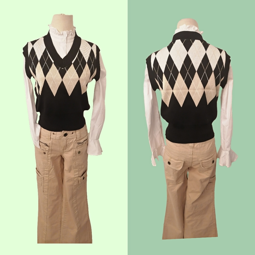 argyle knitted vest
